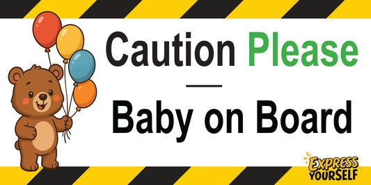 Caution Please - Baby on Board - Bear - Large - 10" x 5"